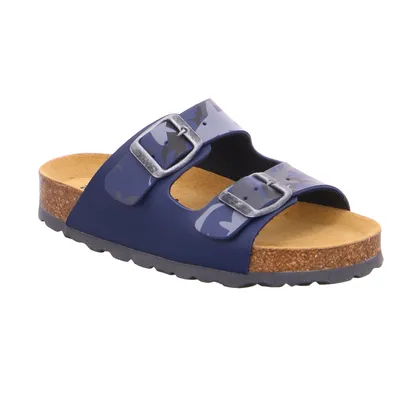 BIOLife Unisex Kinder-Pantolette Blau Lederimitat BIOLife Unisex Kinder-Pantolette Blau Lederimitat