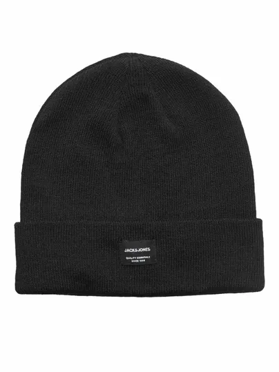 JACK & JONES Umschlag, Feinstrick Mütze Schwarz Textil 