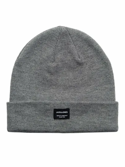 JACK & JONES Umschlag, Feinstrick Mütze Grau Textil JACK & JONES Umschlag, Feinstrick Mütze Grau Textil