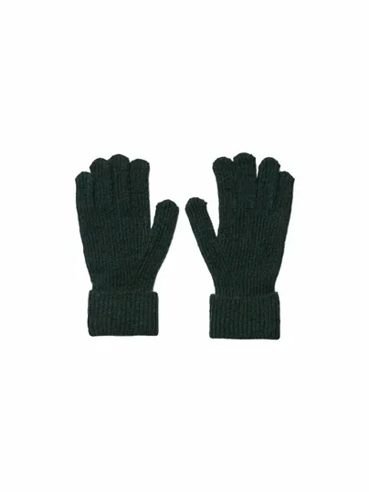 PIECES Rippenstrick mit Umschlag Strickhandschuh Dunkelgrün Textil PIECES Rippenstrick mit Umschlag Strickhandschuh Dunkelgrün Textil
