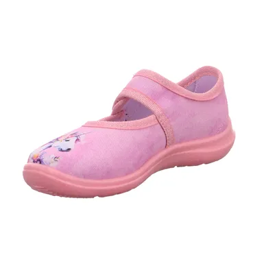 BECK schmaler Mädchenhausschuh Kinder-Hausschuh Rosa Textil 