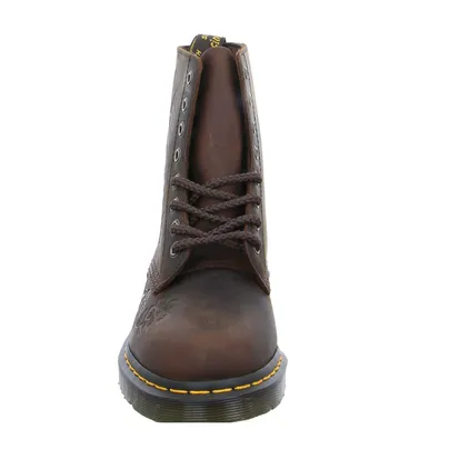 DR. MARTENS Blumenmuster Boot Braun Leder DR. MARTENS Blumenmuster Boot Braun Leder