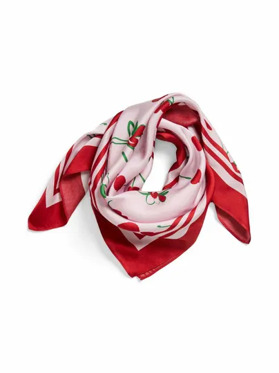 PIECES Tuch 75x75cm, Kirschen Schal Rosa Textil 