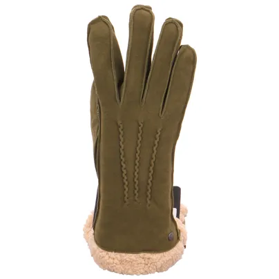 ISOTONER 3 Ziernähte, Fellabschluss Handschuh Olive Leder ISOTONER 3 Ziernähte, Fellabschluss Handschuh Olive Leder
