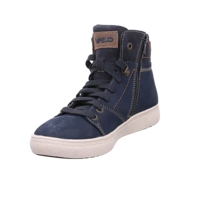 VADO Winter-Sneaker high Jungen-Winter-Bottine Blau Leder VADO Winter-Sneaker high Jungen-Winter-Bottine Blau Leder