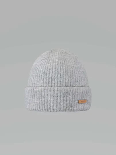 BARTS feiner Rippenstrick, Umschlag Mütze Grau Textil BARTS feiner Rippenstrick, Umschlag Mütze Grau Textil