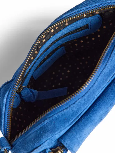 PIECES Umhängetasche Jeansblau Leder 