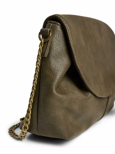 PIECES Handtasche mit Überschlag Khaki Lederimitat PIECES Handtasche mit Überschlag Khaki Lederimitat