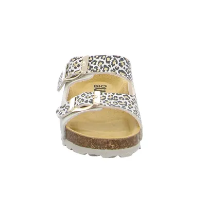 BIOLife Lederdecksohle Kinder-Pantolette Leopard Lederimitat BIOLife Lederdecksohle Kinder-Pantolette Leopard Lederimitat