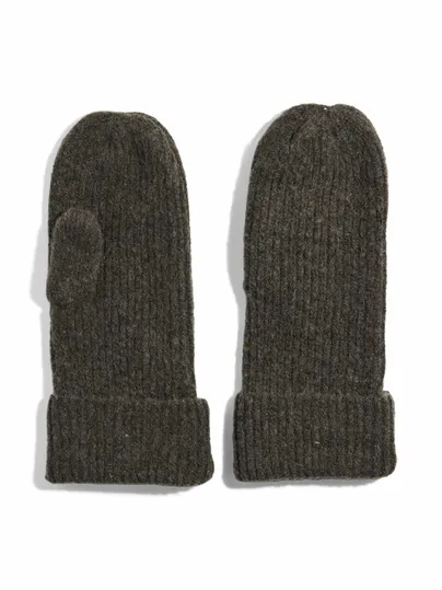 PIECES Fausthandschuhe, Umschlag Strickhandschuh Braun Textil PIECES Fausthandschuhe, Umschlag Strickhandschuh Braun Textil