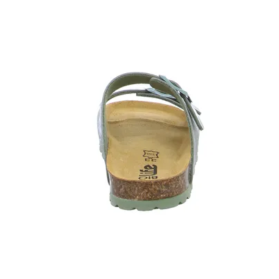 BIOLife Unisex Kinder-Pantolette Olive Lederimitat BIOLife Unisex Kinder-Pantolette Olive Lederimitat