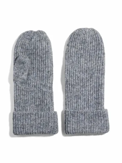 PIECES Fausthandschuhe, Umschlag Strickhandschuh Grau Textil PIECES Fausthandschuhe, Umschlag Strickhandschuh Grau Textil
