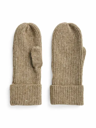 PIECES Fausthandschuhe, Umschlag Strickhandschuh Beige Textil PIECES Fausthandschuhe, Umschlag Strickhandschuh Beige Textil