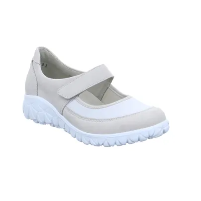 WALDLÄUFER mit Wechselfussbett Comfort-Ballerina Hellgrau Leder WALDLÄUFER mit Wechselfussbett Comfort-Ballerina Hellgrau Leder