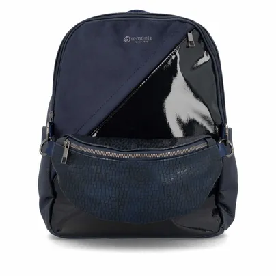 REMONTE mit Gürteltasche Rucksack Blau Lederimitat REMONTE mit Gürteltasche Rucksack Blau Lederimitat