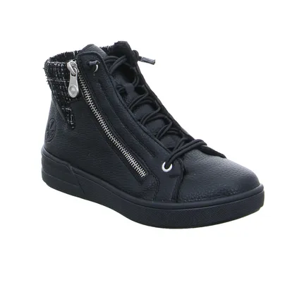 RIEKER Mid Cut Sneaker Schwarz Lederimitat 