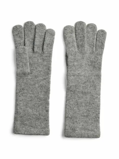 PIECES langer Stulpen Strickhandschuh Grau Textil 