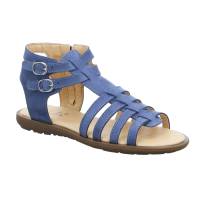 Bild 1 - SCHUHENGEL Mädchen-Sandale Blau Leder Römersandale Bild 1 - SCHUHENGEL Mädchen-Sandale Blau Leder Römersandale