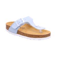 BIOLIFE Kinder-Zoccoli /Flip Flops Hellblau Lederimitat Zehentrenner