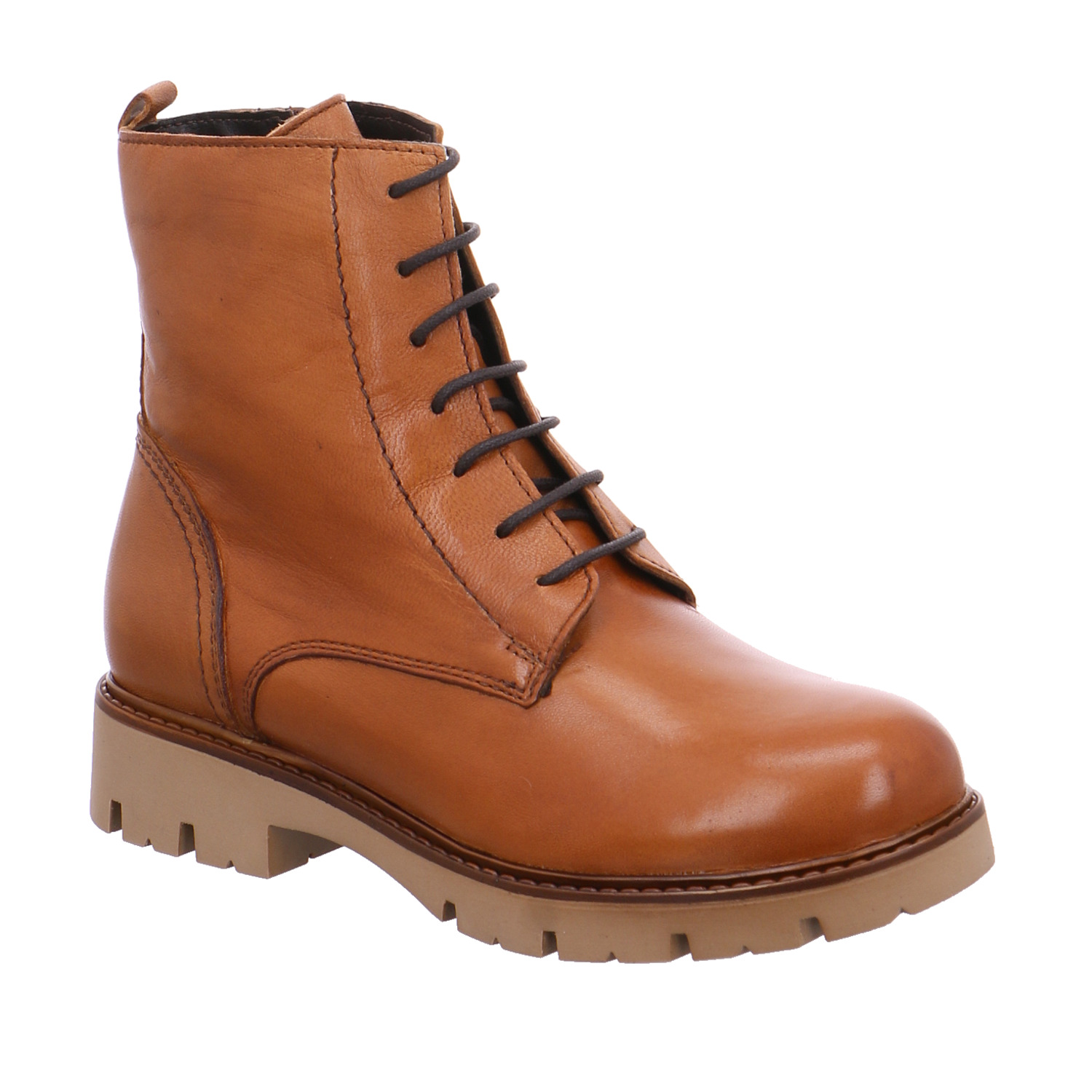 LOLI LALY Mädchen-Winter-Bottine Cognac Leder Schnür-Boot