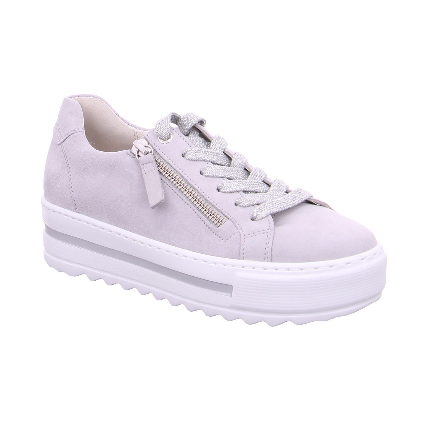 GABOR Comfort-Sneaker Hellgrau Leder mit Wechselfussbett