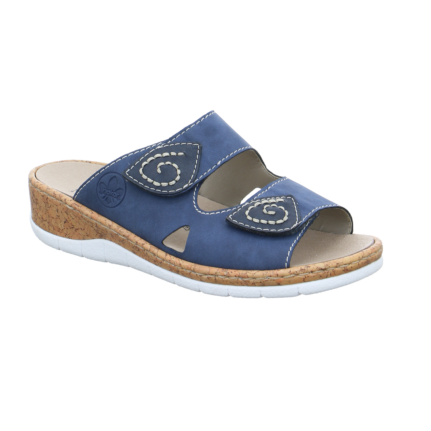 RIEKER Comfort-Pantolette Jeansblau Lederimitat mit Wechselfussbett RIEKER Comfort-Pantolette Jeansblau Lederimitat mit Wechselfussbett