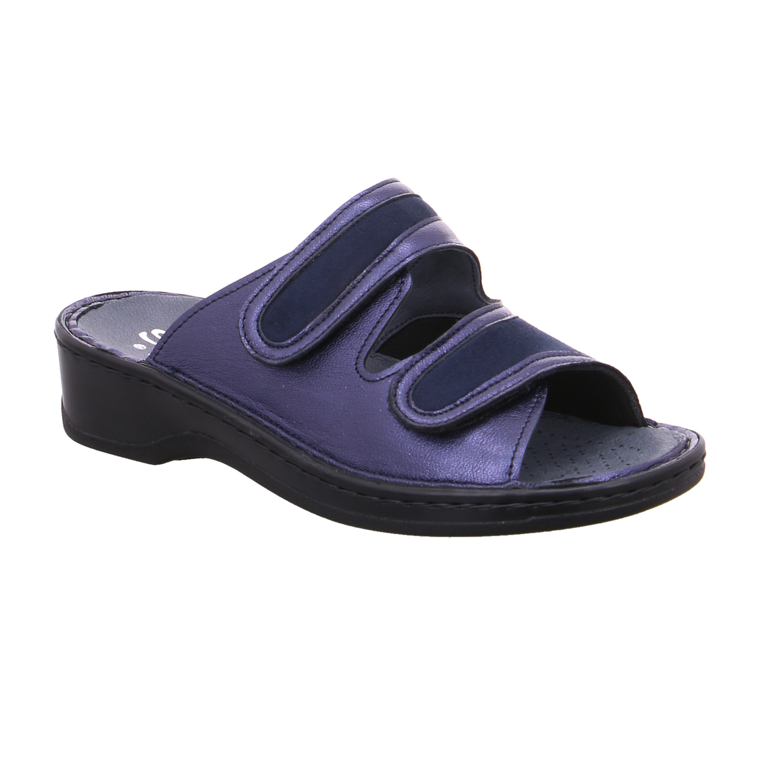 STUPPY Pantolette Blau Leder mit Massage-Wechselfussbett STUPPY Pantolette Blau Leder mit Massage-Wechselfussbett