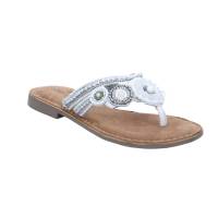 SCHUHENGEL Zehentrenner / FlipFlop Weiss Leder