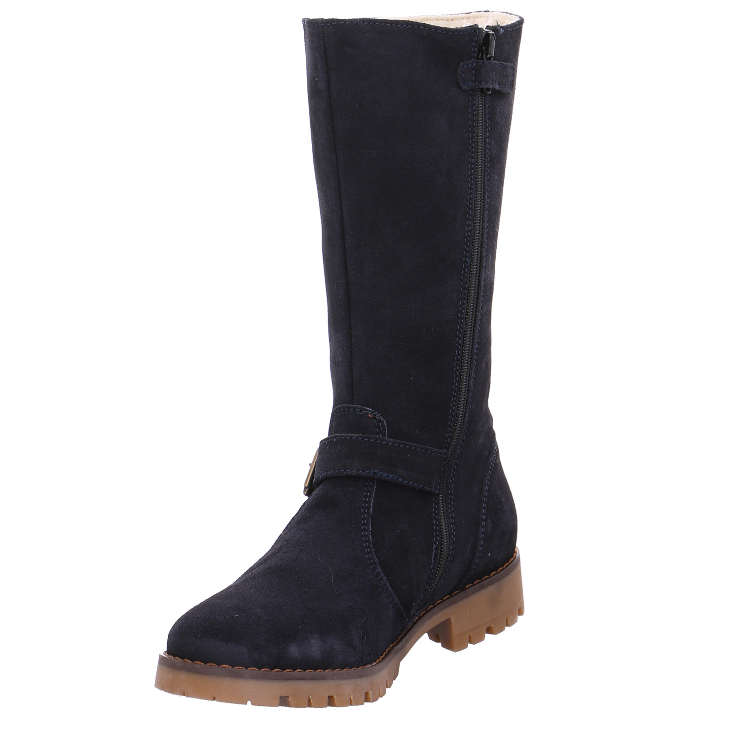 SOMMERKIND Mädchen-Winterstiefel Blau Leder Schaftstiefel YB8265