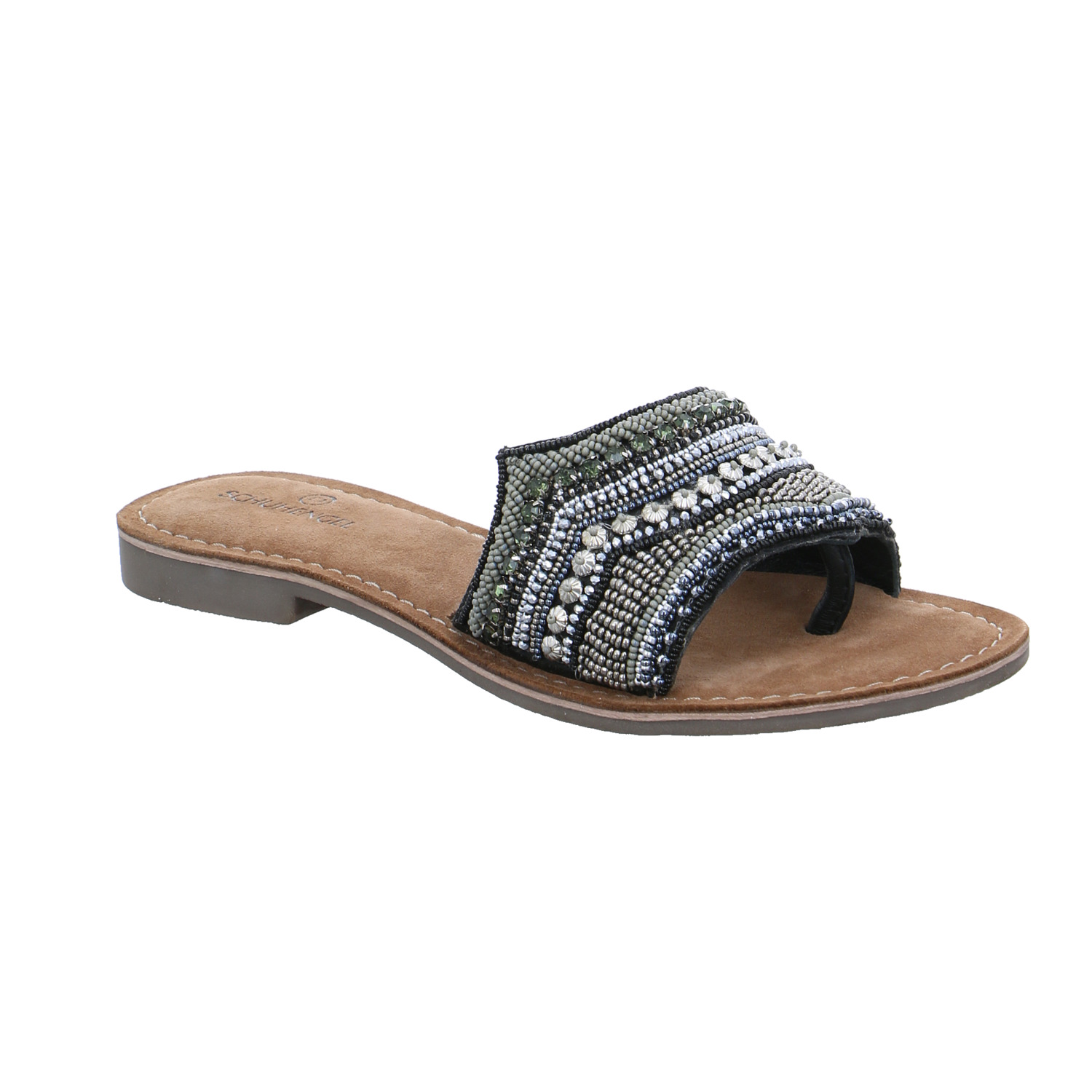 SCHUHENGEL Zehentrenner / FlipFlop Schwarz Leder