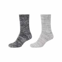 CAMANO Freizeitsocken Schwarz Textil Socken flauschig 2-ER Pack