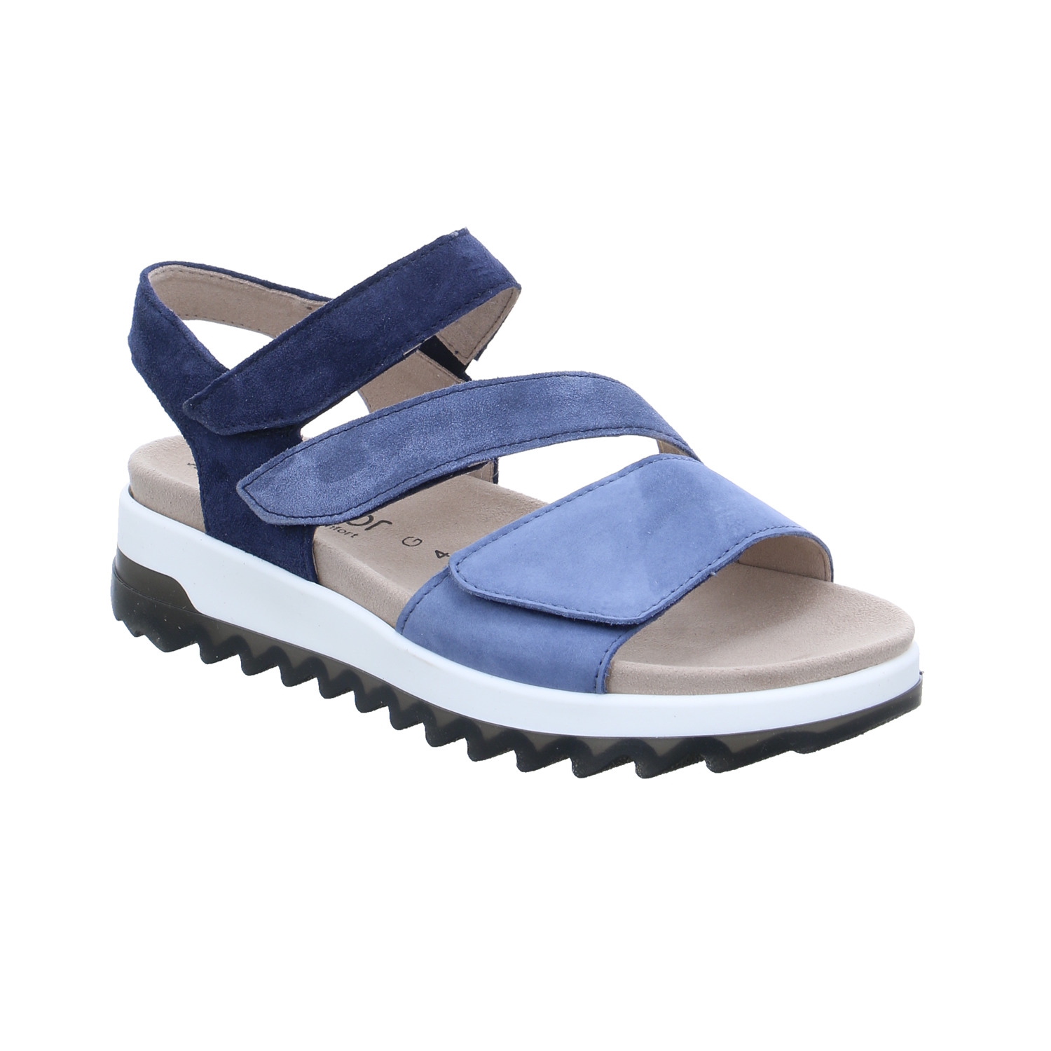 GABOR Comfort-Sandalette Blau Leder mit Wechselfussbett