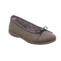 VAN DER LAAN Hausschuh Taupe Textil