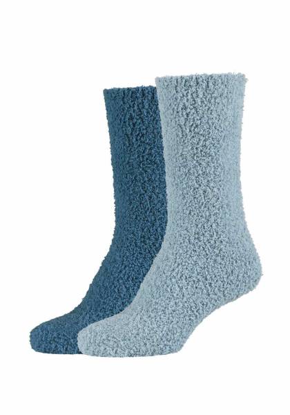 Bild 1 - CAMANO Freizeitsocken Hellblau Textil Socken flauschig 2-ER Pack