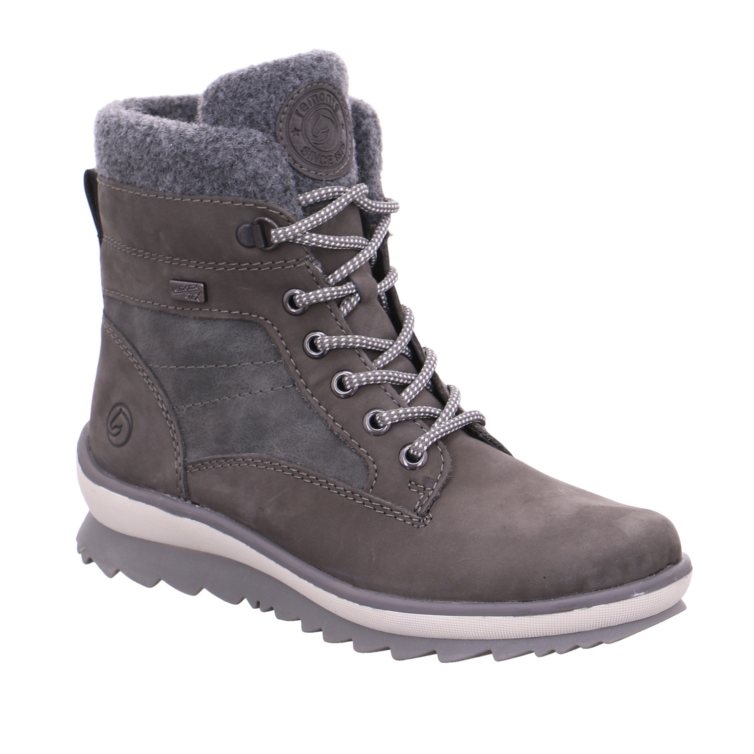 REMONTE Comfort-Snowboot Grau Leder mit Tex-Membrane