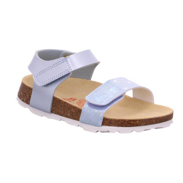 Bild 1 - SUPERFIT Kinder-Pantolette Hellblau Textil Mädchenhausschuh