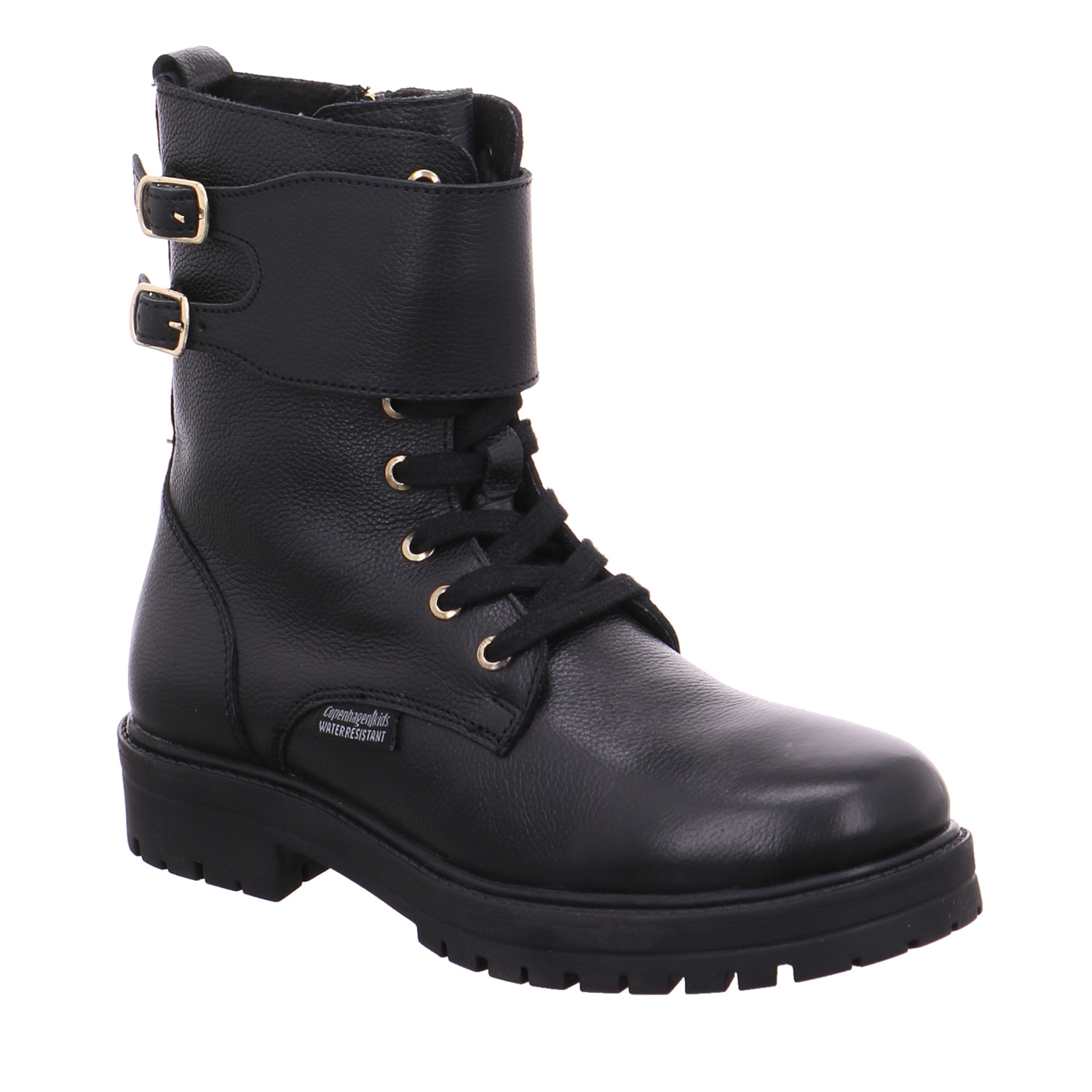 COPENHAGEN Mädchen-Winter-Bottine Schwarz Leder Schnür Boot