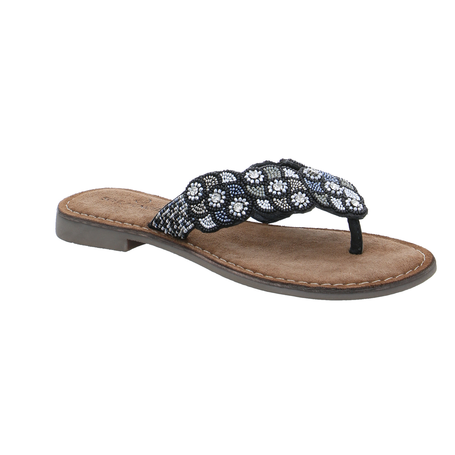 SCHUHENGEL Zehentrenner / FlipFlop Schwarz Leder