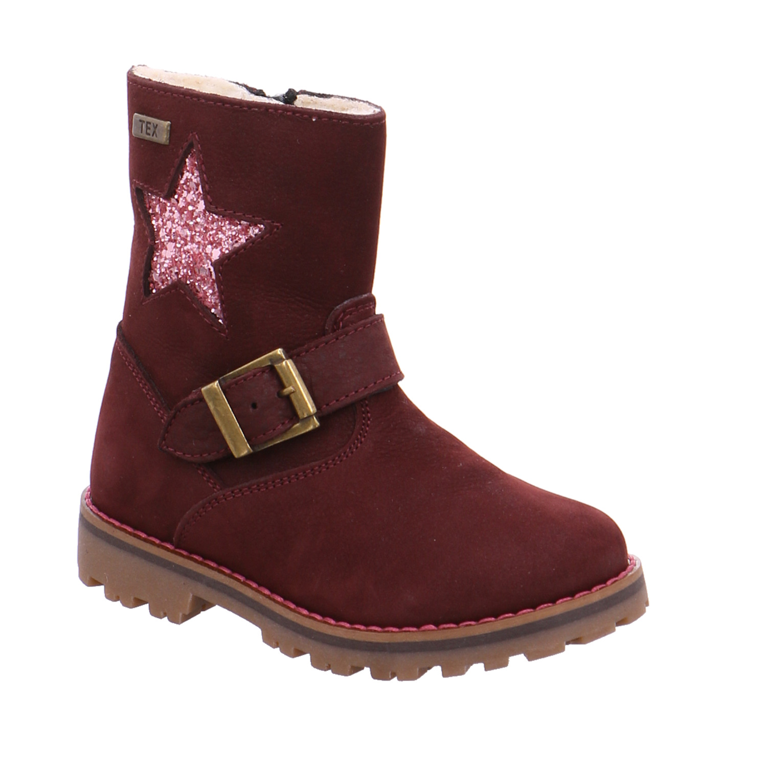 SCHUHENGEL Kleinkinder-Winterstiefel Dunkelrot Leder Stiefel