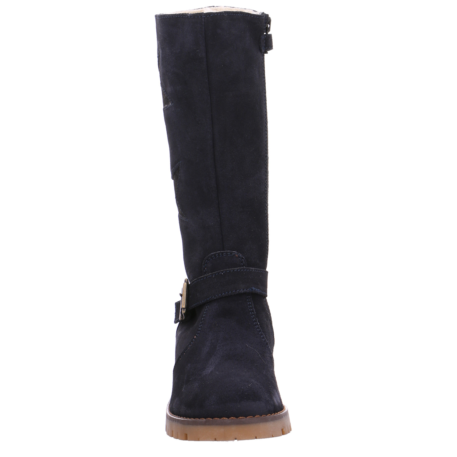 SOMMERKIND Mädchen-Winterstiefel Blau Leder Schaftstiefel YB8265
