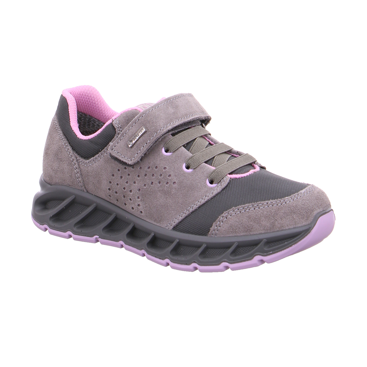 PRIMIGI Mädchen-Halbschuh Klett Grau Leder Sneaker
