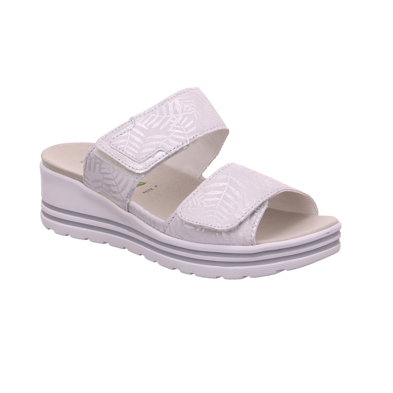 WALDLÄUFER Comfort-Pantolette Silber Leder mit Wechselfussbett