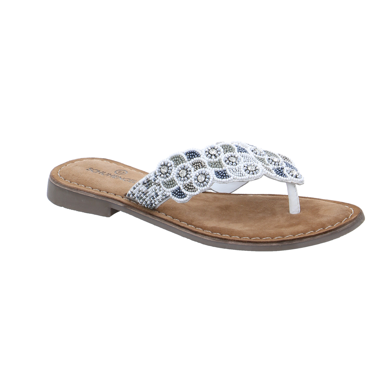 SCHUHENGEL Zehentrenner / FlipFlop Weiss Leder