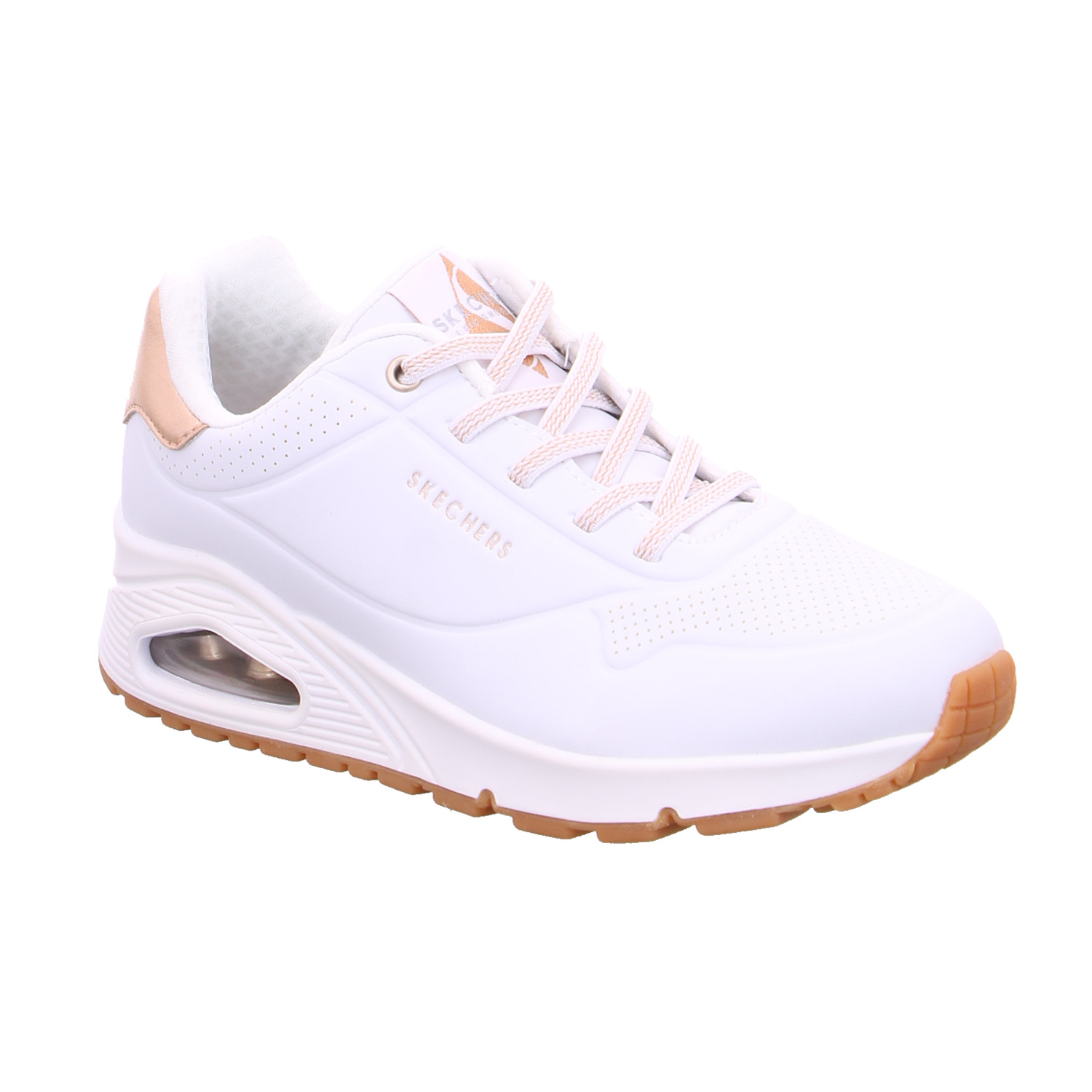 SKECHERS Sneaker Weiss Lederimitat mit Wechselfussbett