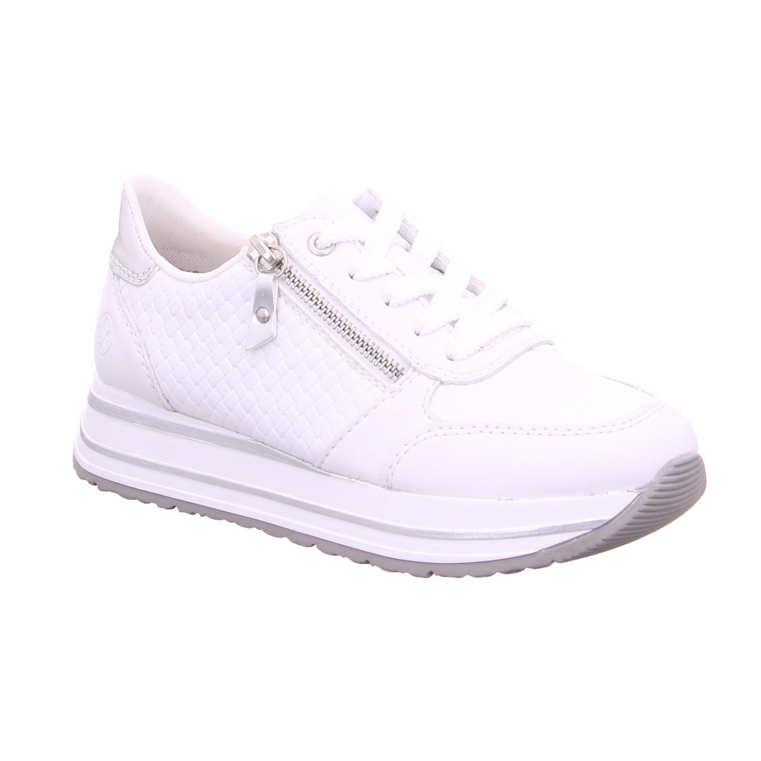 RIEKER Comfort-Sneaker Weiss Lederimitat mit Wechselfussbett