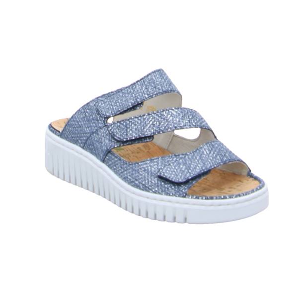 Bild 1 - WALDLÄUFER Comfort-Pantolette Blau Leder mit Wechselfussbett