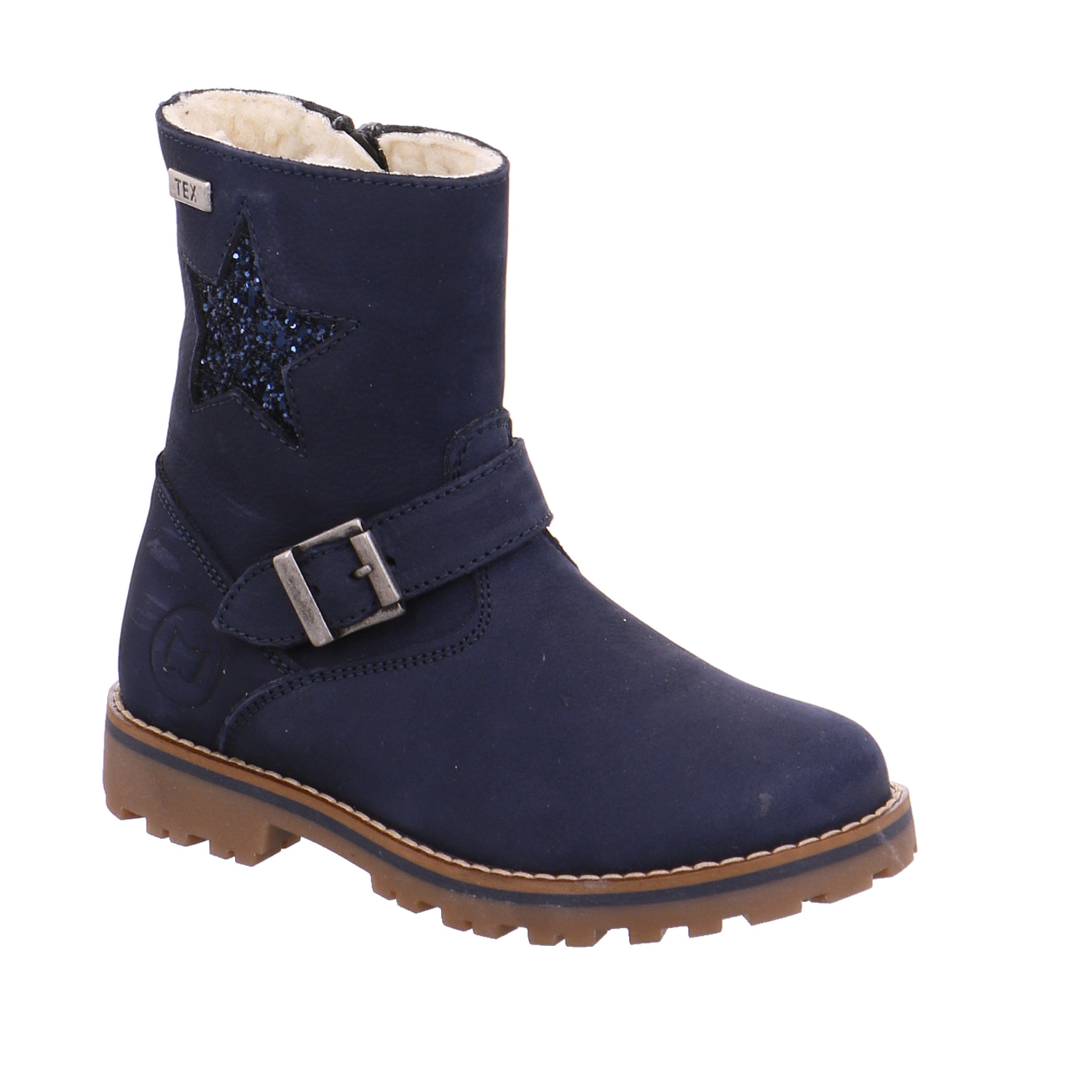 SCHUHENGEL Kleinkinder-Winterstiefel Dunkelblau Leder Stiefel