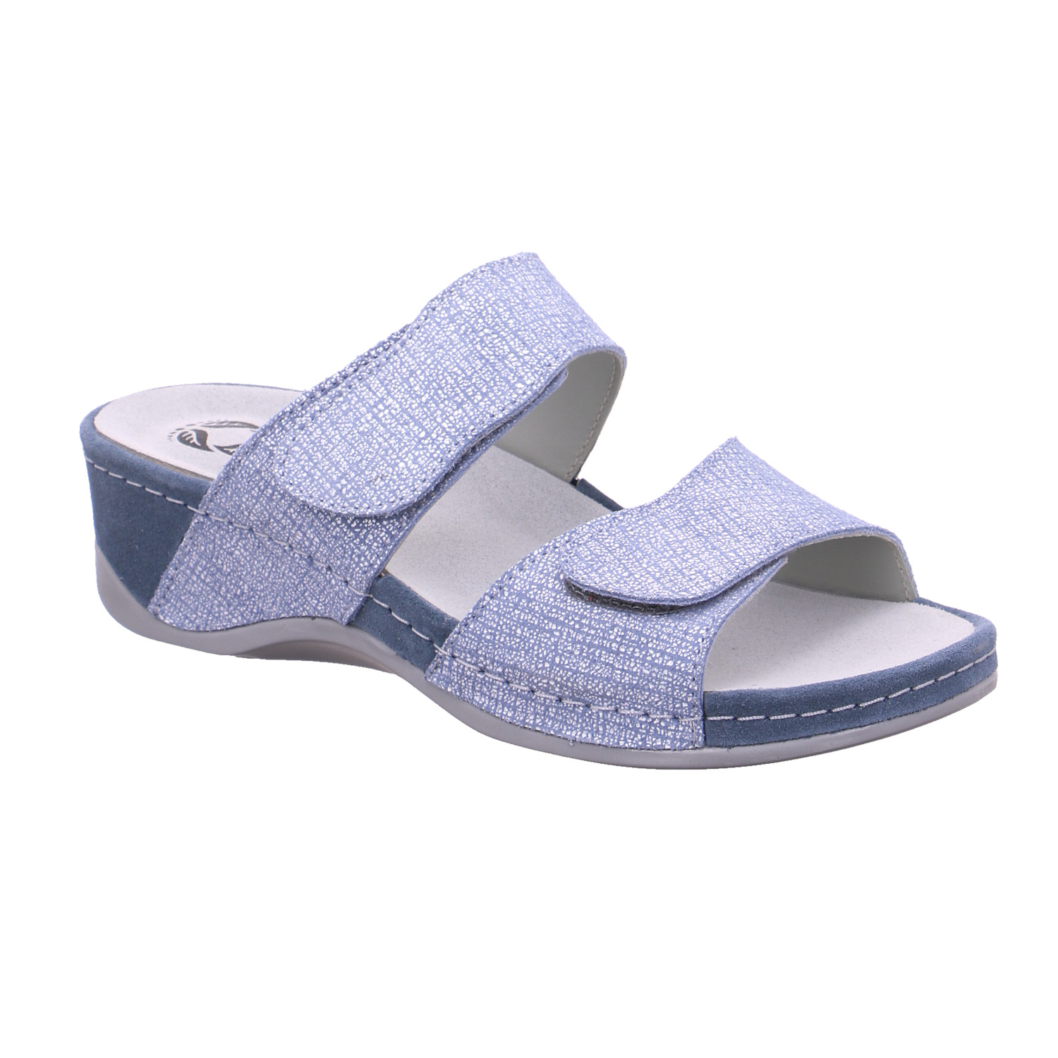 MUBB Pantolette Jeansblau Leder mit Wechselfussbett
