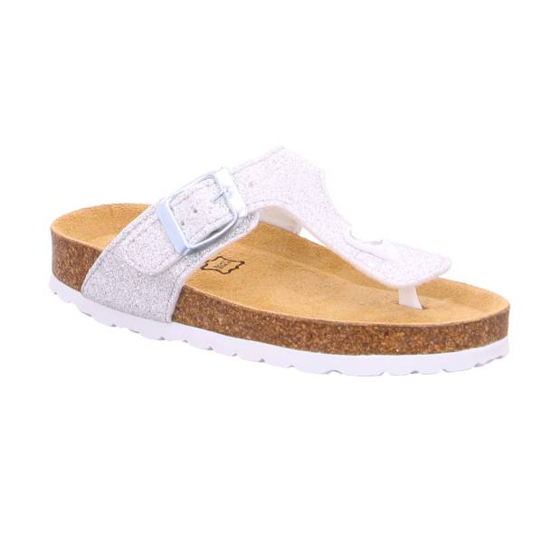 Bild 1 - BIOLIFE Kinder-Zoccoli /Flip Flops Weiss Lederimitat Zehentrenner