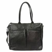 BEAR DESIGN Henkeltasche Schwarz Leder mit Laptopfach